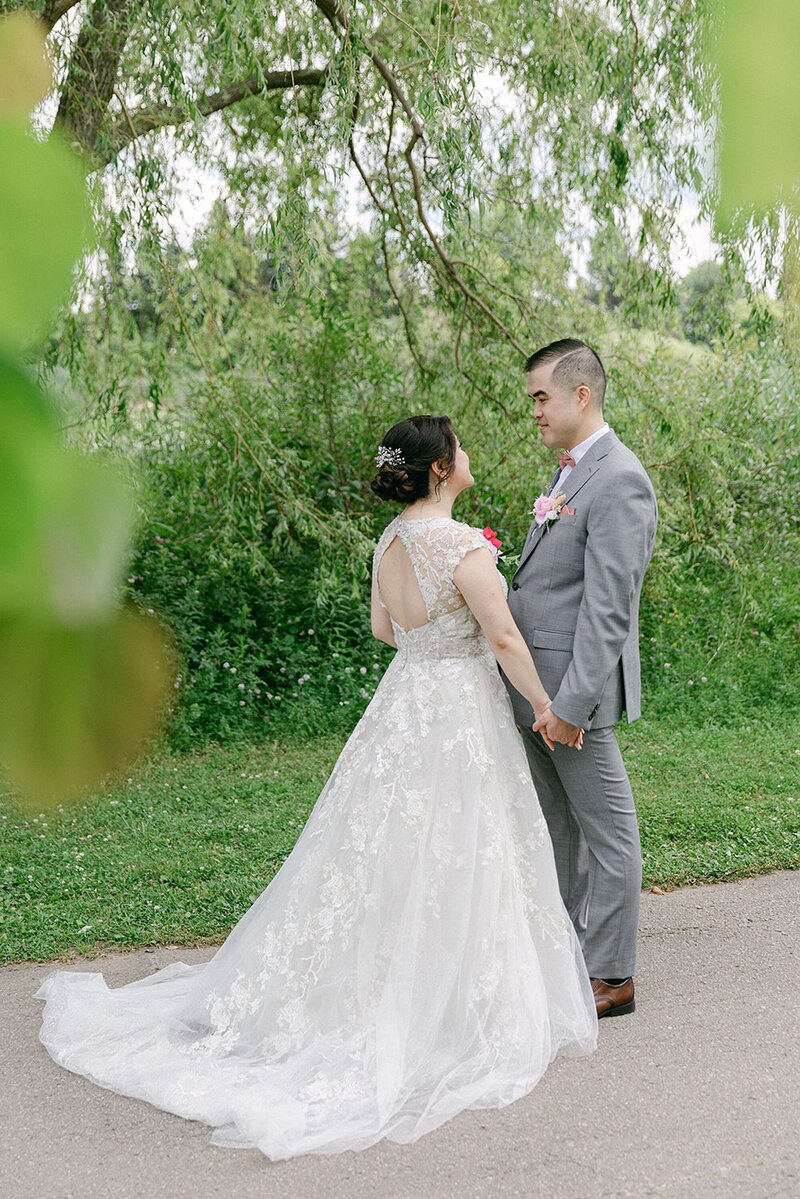 Bride and groom first look