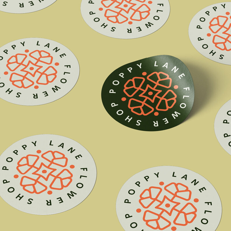 logo on stickers for flower shop