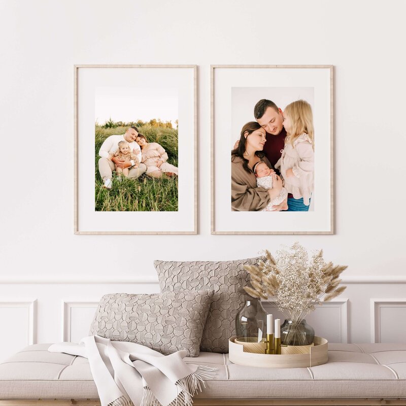 framed maternity and newborn photo by Branson MO maternity photographer The Xo Photography in living room