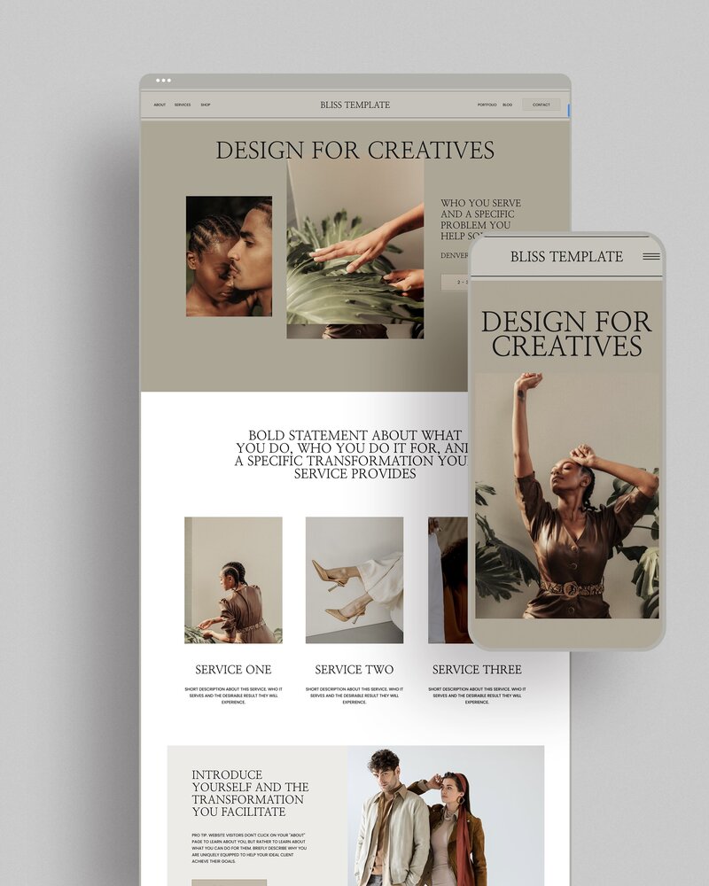 Showit Website template for high-end coaches, stylists, and designers