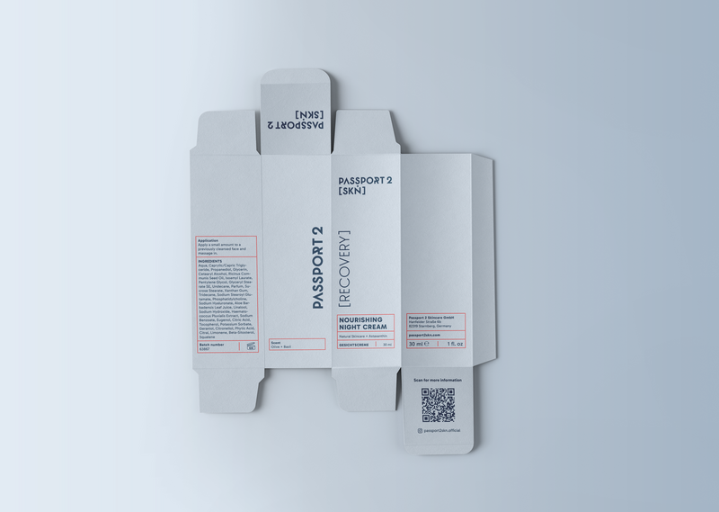 Aufgefaltete Verpackung – Innenaufbau und Struktur des Passport 2 Skin Packagings von studio bretz.