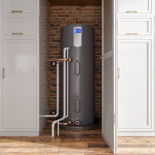 electric water heater in a storage room