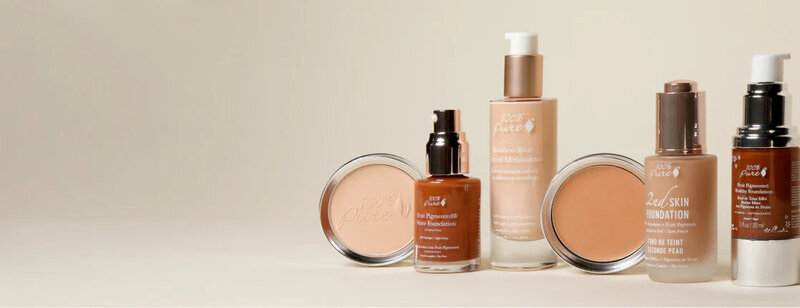 100% pure makeup liquid and powder foundations