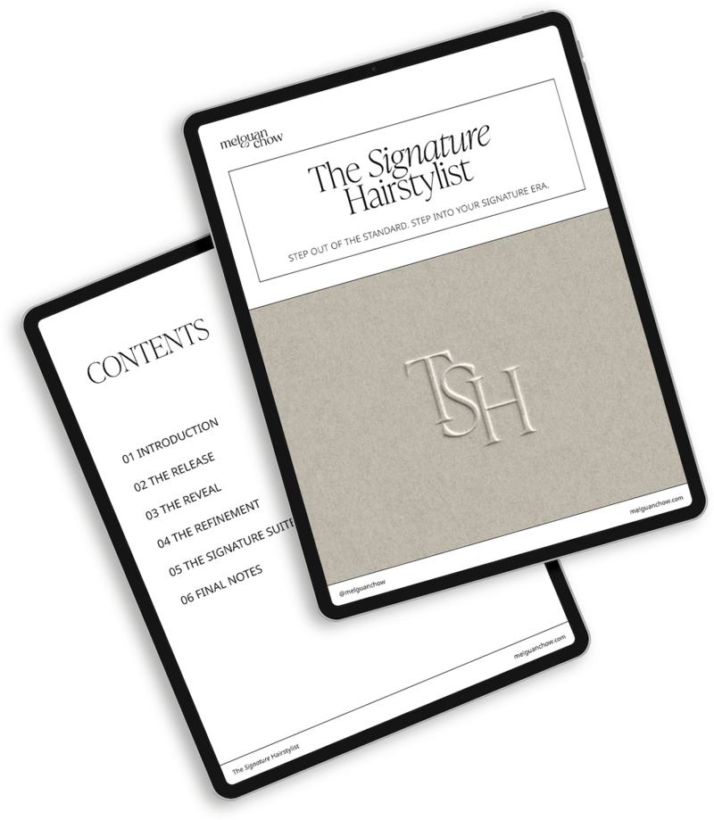 Hairstylists designing signature services for aligned income and confidence. The Signature Hairstylist course helps beauty professionals stand out with a branded service menu.