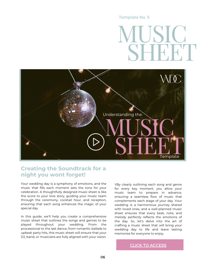 Music Sheet Access  Page