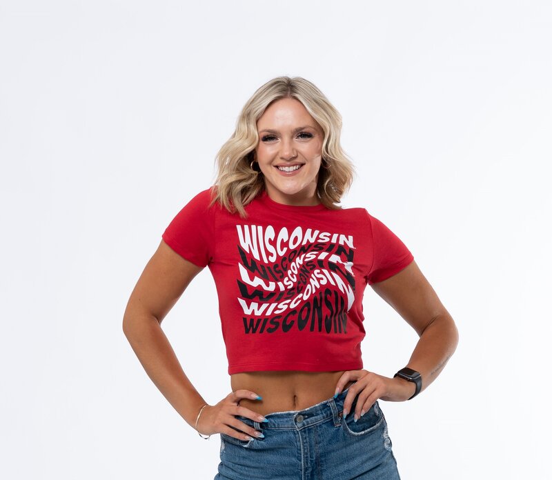 Wisconsin Swirl Cropped Tee in Red