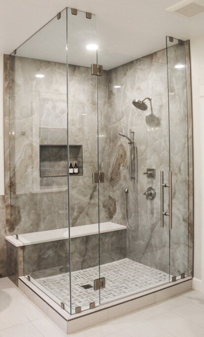 Master Bathroom Shower Remodel with Luxury Slab Walls 