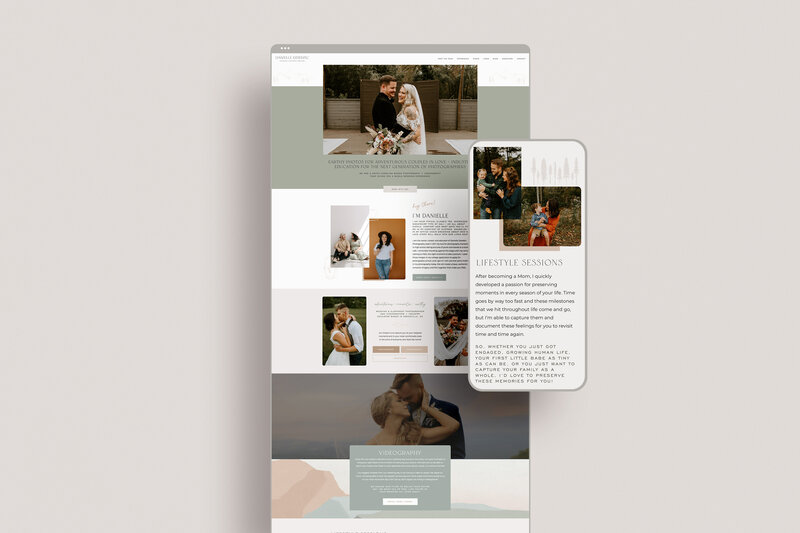 a mockup of a warm, boho website for a photographer