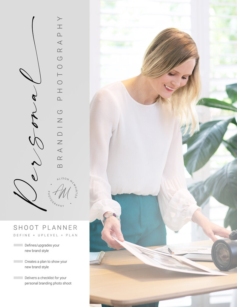 front cover of  personal branding  photography shoot planner by Alison McWhirter Photography