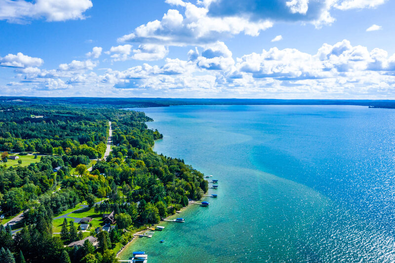 Drone photography of Torch Lake Michigan
