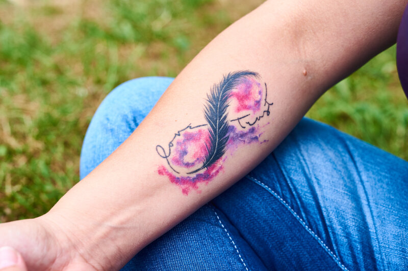 pink and purple infinity tattoo