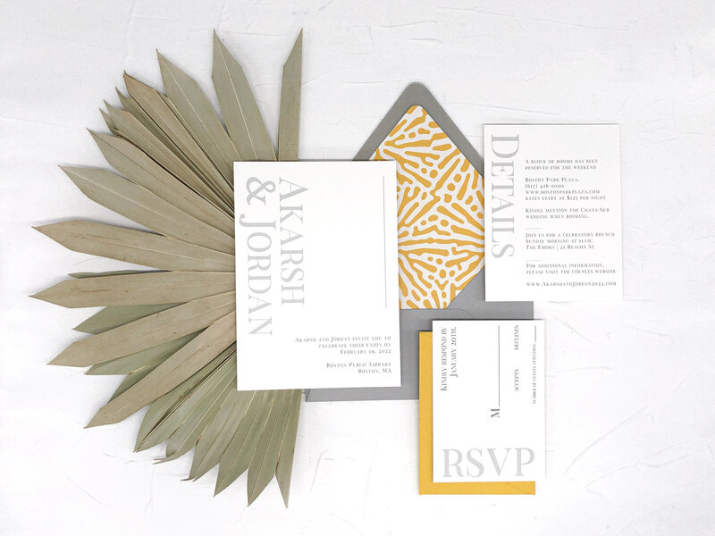 Minimalist wedding invitations - yellow and grey-08