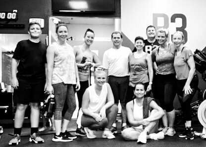 Group fitness class led by Jamie Hyman, owner of B3 Bootcamp