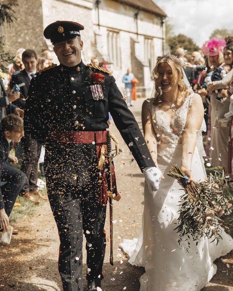military wedding confetti photo