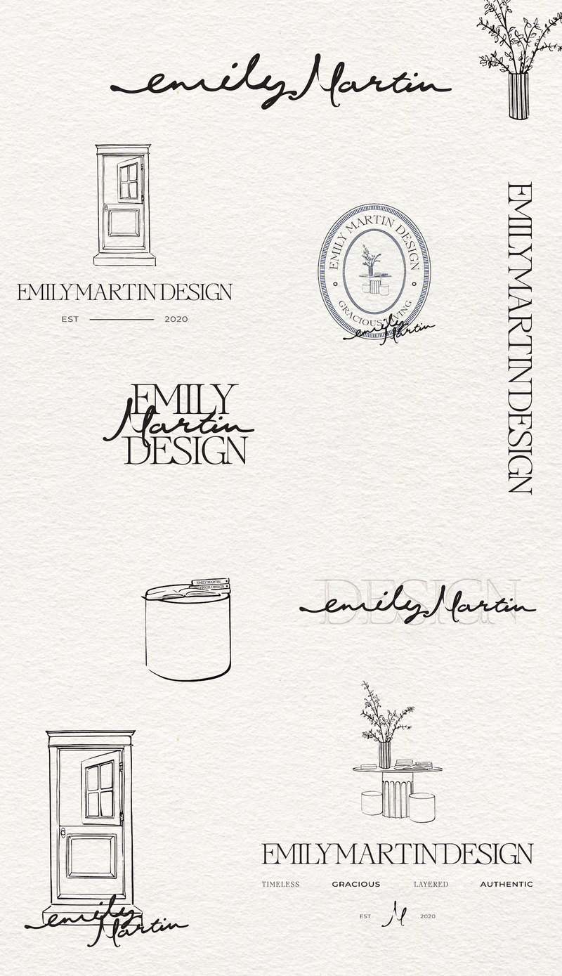 Brand design work for interior designer showing website and brand design for creatives