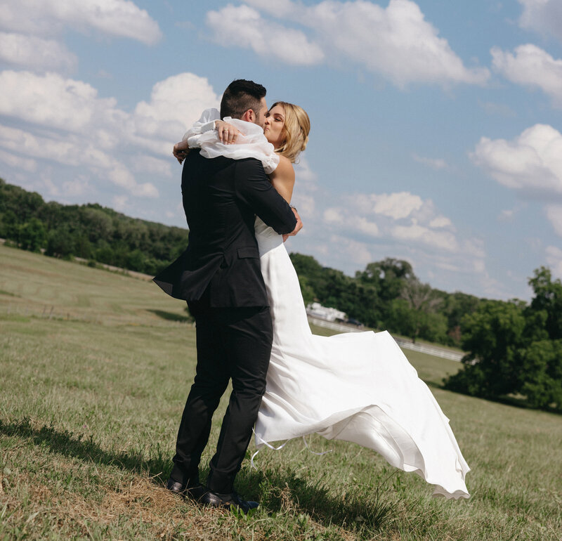 bride and groom walking