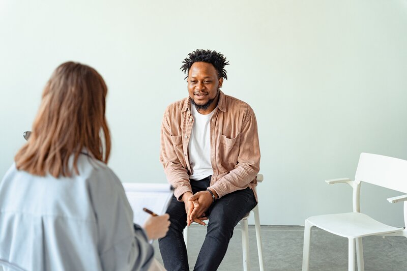 Black man in therapy session