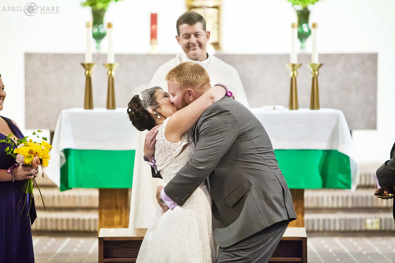 First Kiss at St. Mary Catholic Church in Greeley