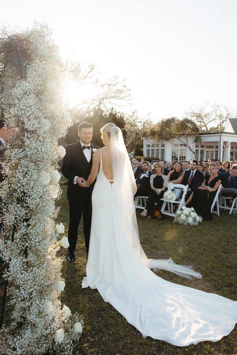 Romantic waterfront wedding in Tampa with elegant neutral design