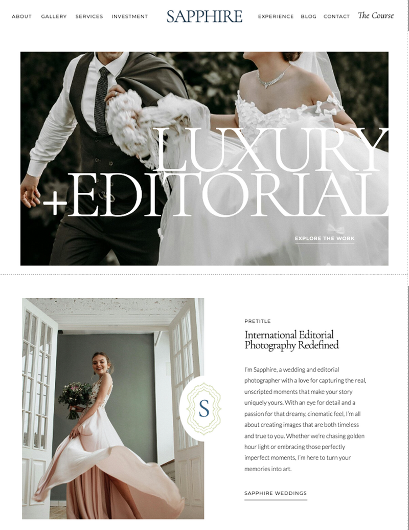 Showit Website Template for Wedding Photographers