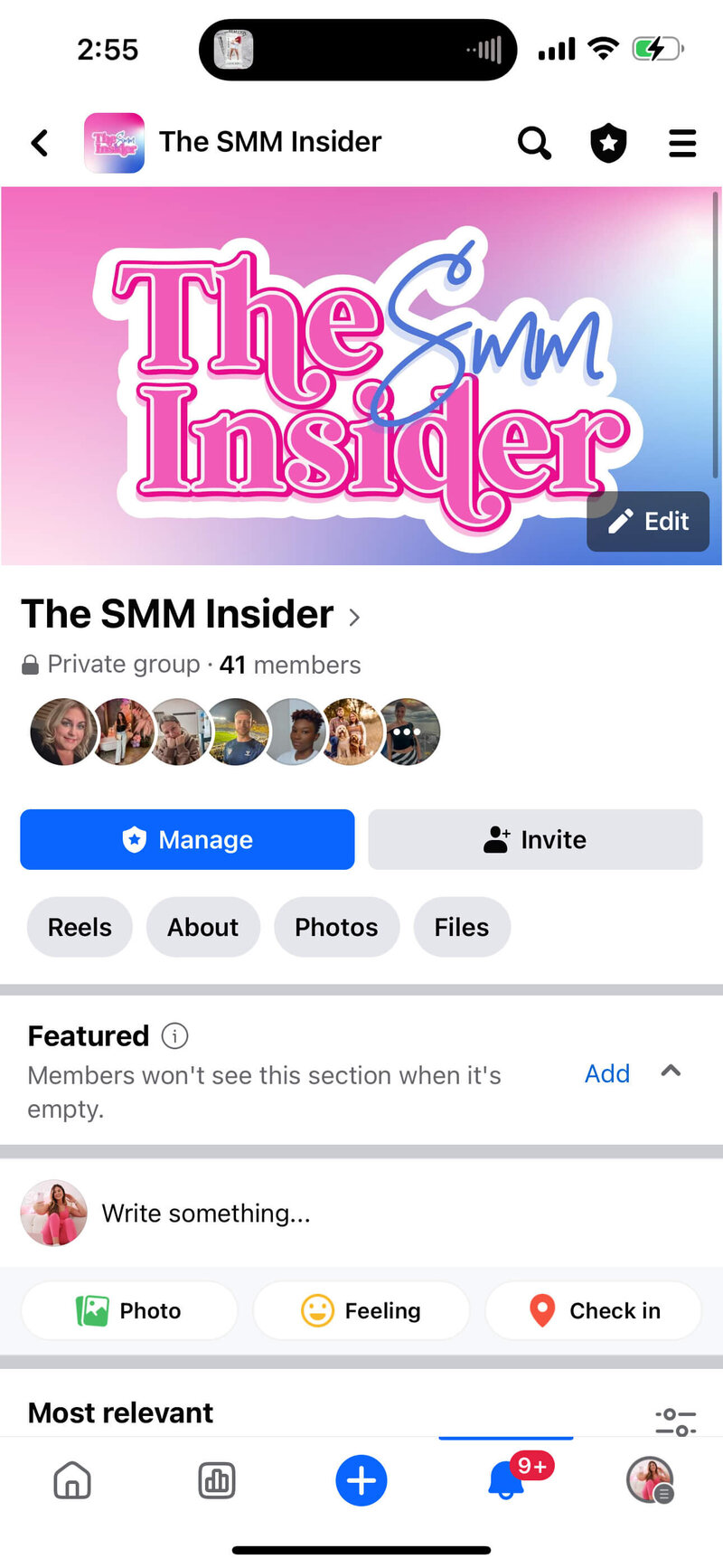 The SMM insider picture of the facebook support group