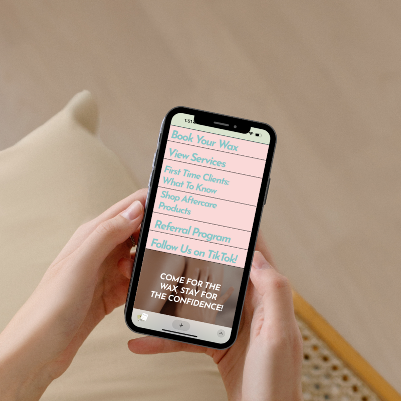 Colorful brand and web design for a waxing studio.