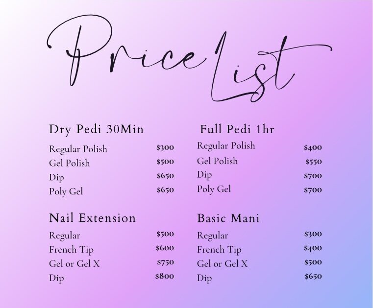 La Diosa Beauty Salon treatment price list showcasing facial services, manicures, pedicures, waxing, haircuts, color, lash and brow treatments available in Sayulita.