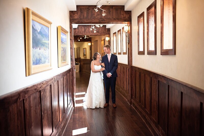Photograph of wedding couple inside The Pinery in Colorado Springs