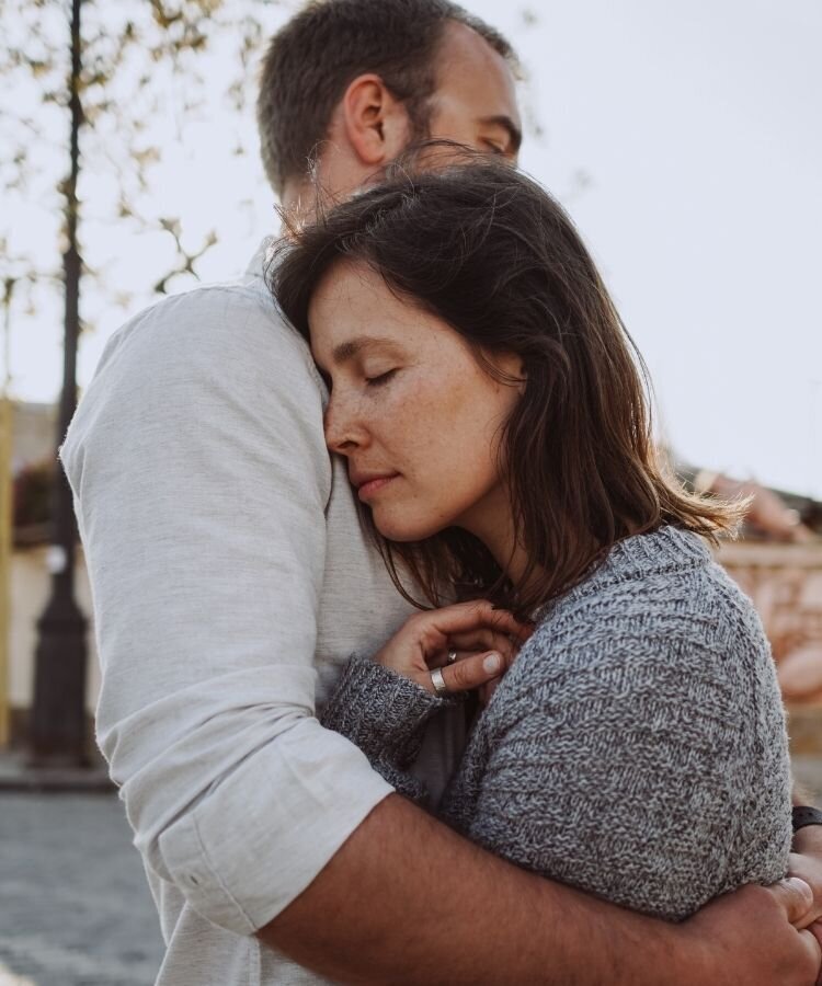 A couple close their eyes as they embrace softly. This could symbolize a couple trying to reconnect with one another as a part of their affair recovery in Florida. We offer infidelity recovery in Florida. Contact us to start an infidelity recovery program.