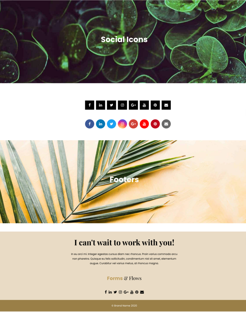 Code Snippets - Social Icons & Footers
