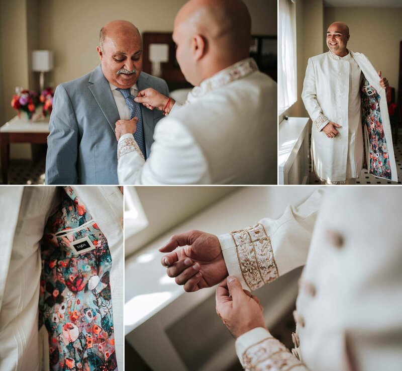 Groom getting ready for the day with his father in Philadelphia.