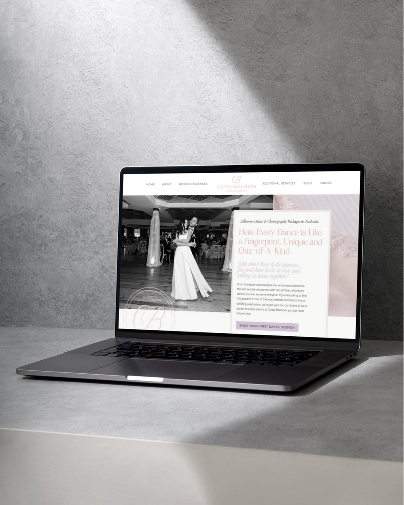Showit website design of Curtsy Ballroom, a Wedding Dance Choreographer in Nashville