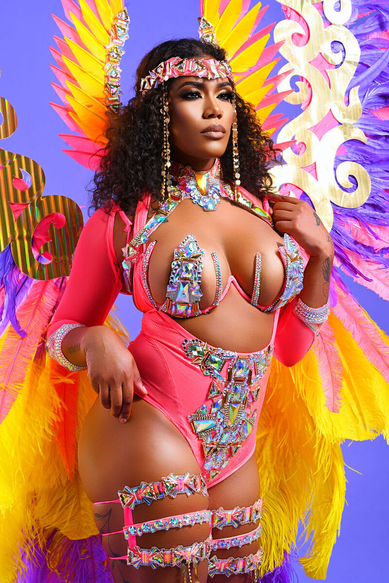 Female carnival costume for 2023. Register to play mas with Sunlime Mas
