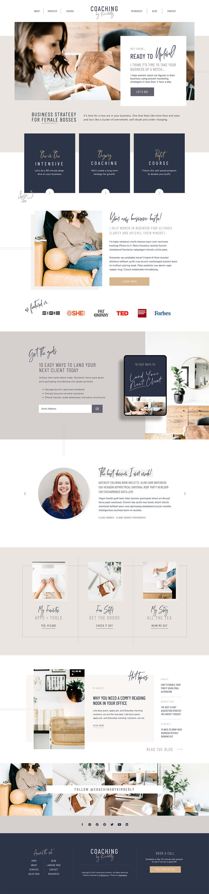 kimberly showit website template for coaches