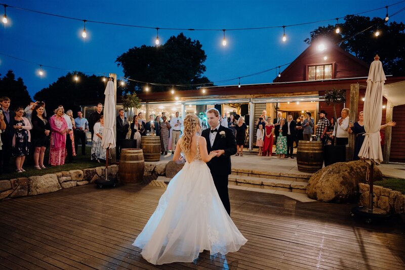 The dance floor at The Red Barn in Waikato Wedding Venue