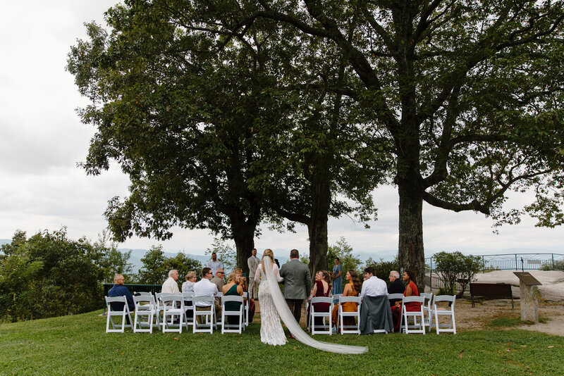 Small wedding at Jump Off rock in north Carolina in the summer