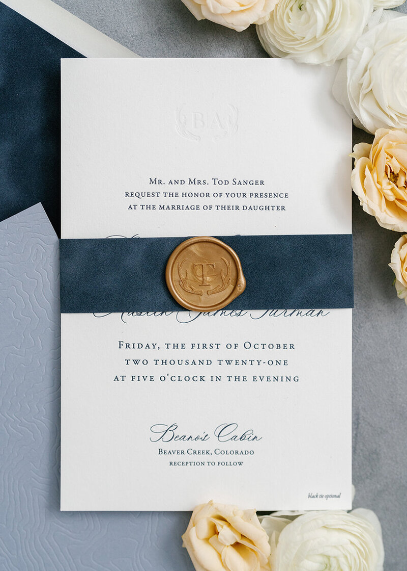 Custom Antler Wax seal invitation