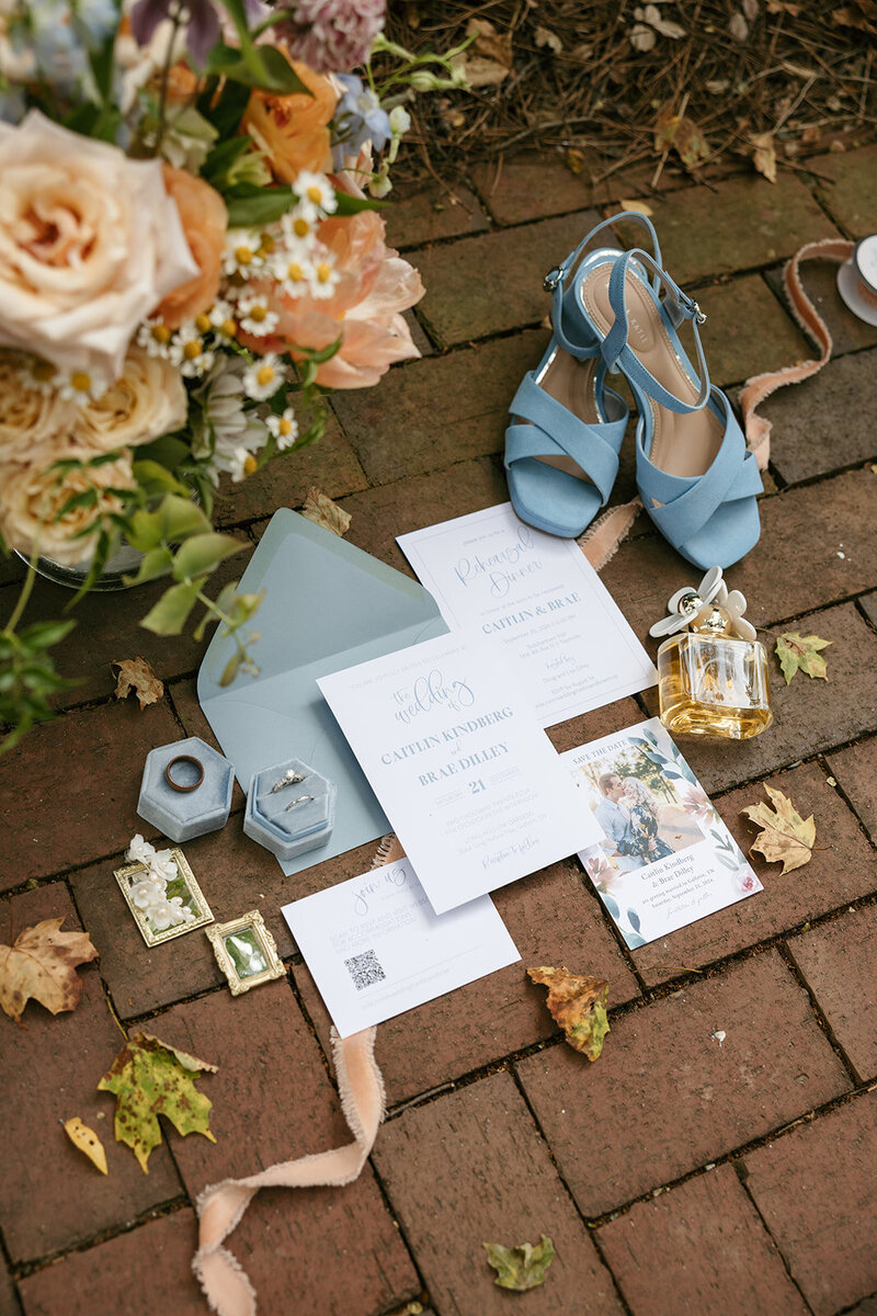 Warm, vibrant wedding detail flatlay at Nashville wedding