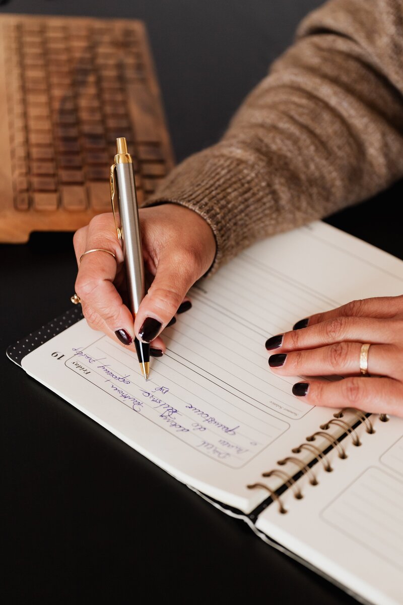 pen being used in planner