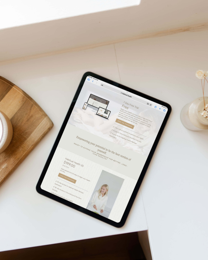 soft, neutral website design for holistic health coach