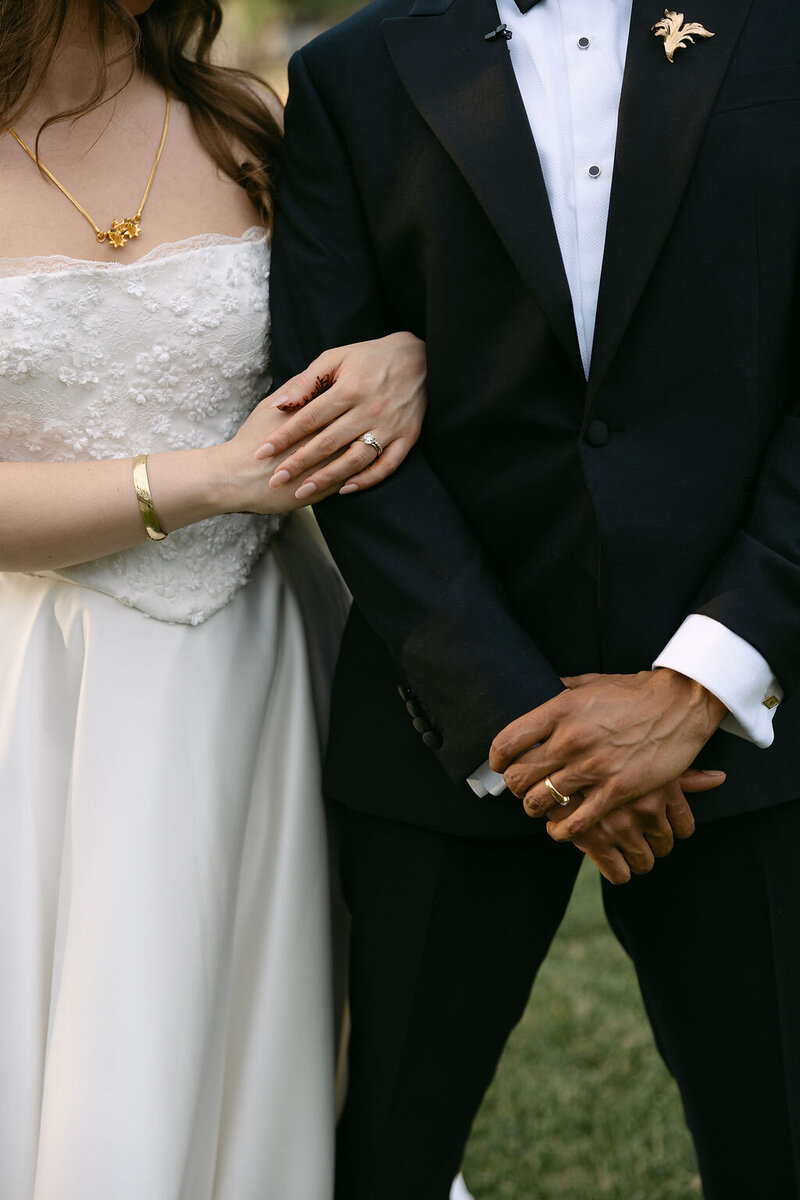 Bride and Groom in front of Venue at Dogwood Canyon in Missouri