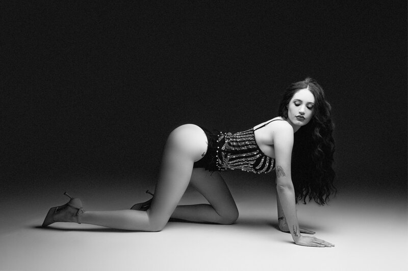 Empowering boudoir portrait after full glam makeover