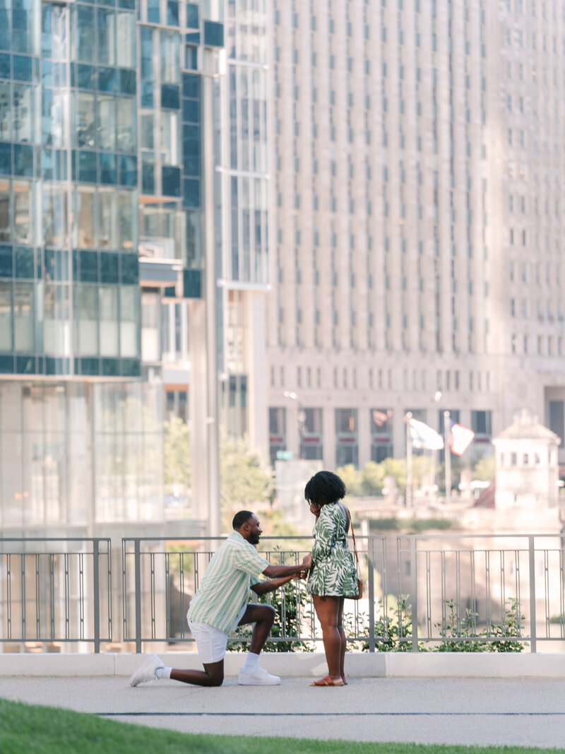 Chicago Proposal Photographer captures River Point Park Surprise Proposal by Ashlee Cole Photography