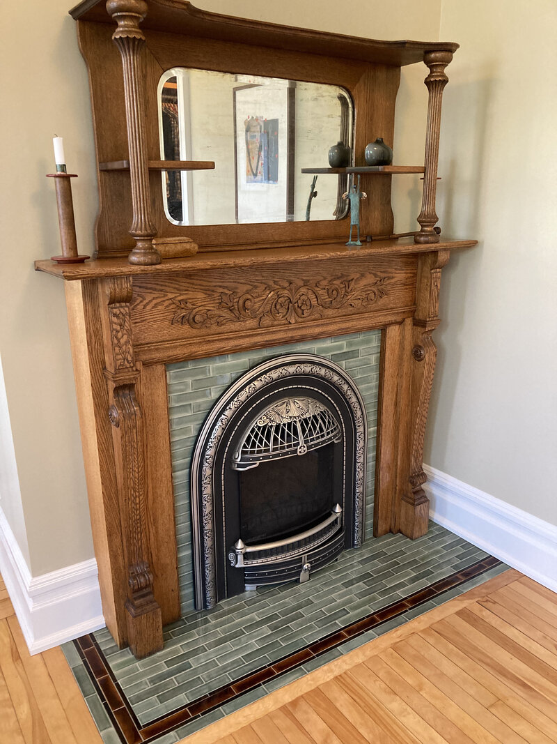 Old fireplace and mantel in Saint Paul vintage home