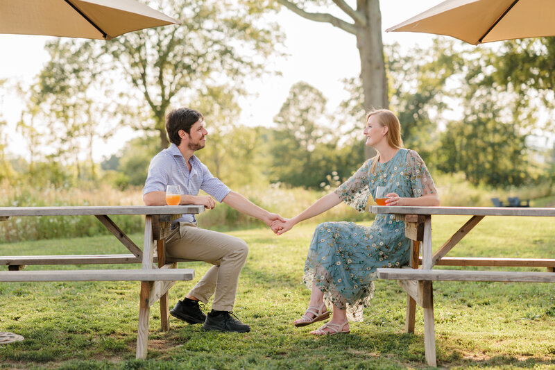 Newly Engaged Couple Share a golden hour portrait taken by Scranton Wedding Photographer Eric Boylan at the French Manor Inn  in Newfoundland, Pennsylvania