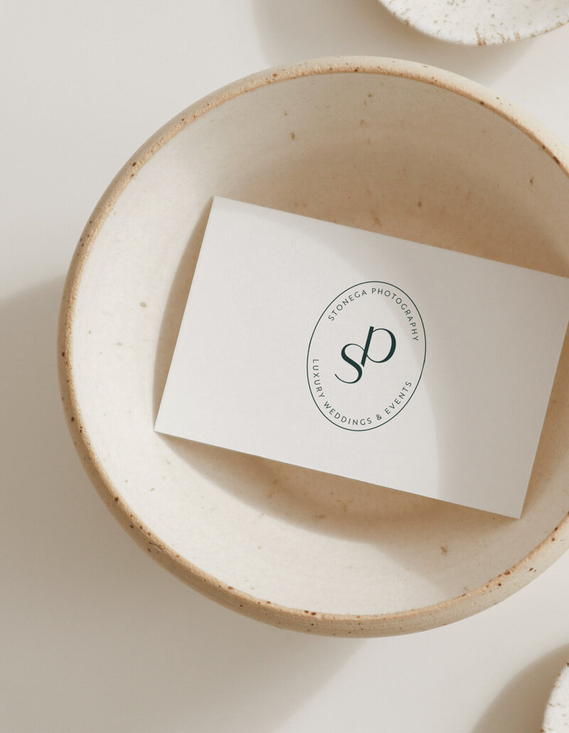 photography logo monogram on business card