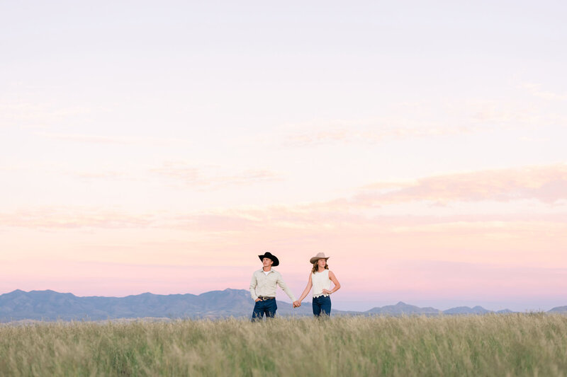 Sunset photo of the bride & groom catching all the beautiful colors.