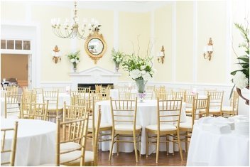 wedding reception decorations set up at Green Valley Country Club