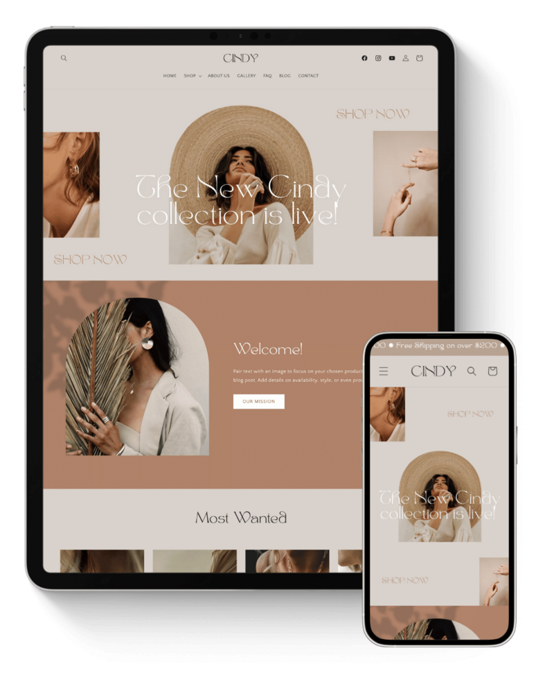 cindy boho shopify theme for jewellery and online shops