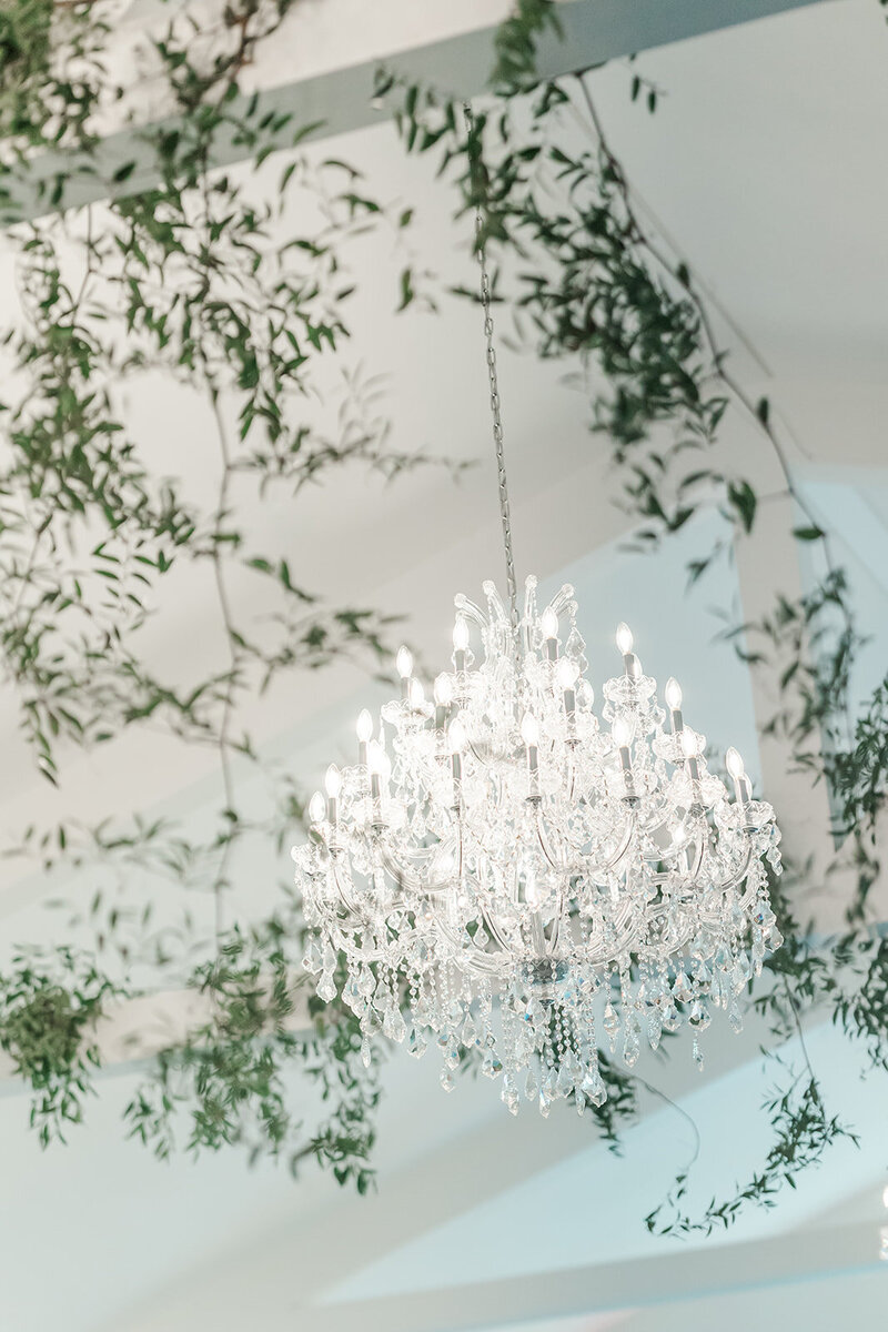 Chandelier-Greenery-Beams-The-Legacy-at-Willow-Pond